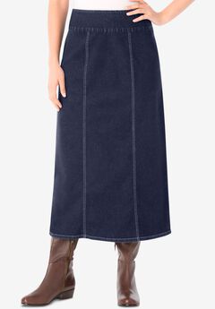 Flex-Fit Pull-On Denim Skirt