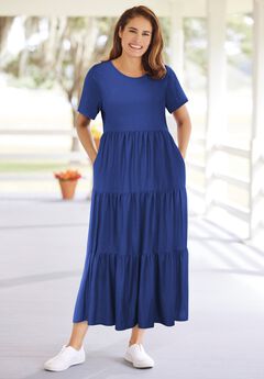 Short-Sleeve Tiered Dress