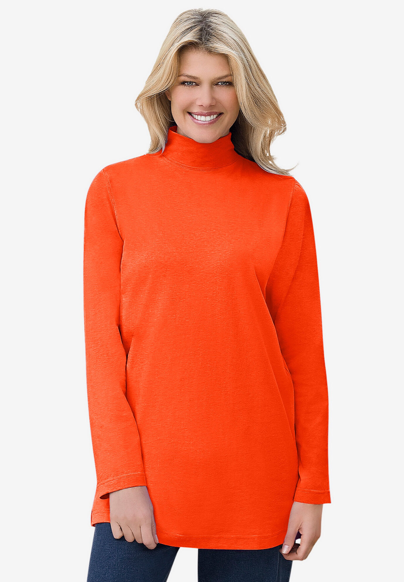 Woman Within Womens Plus Size Perfect Long Sleeve Mock Turtleneck 
