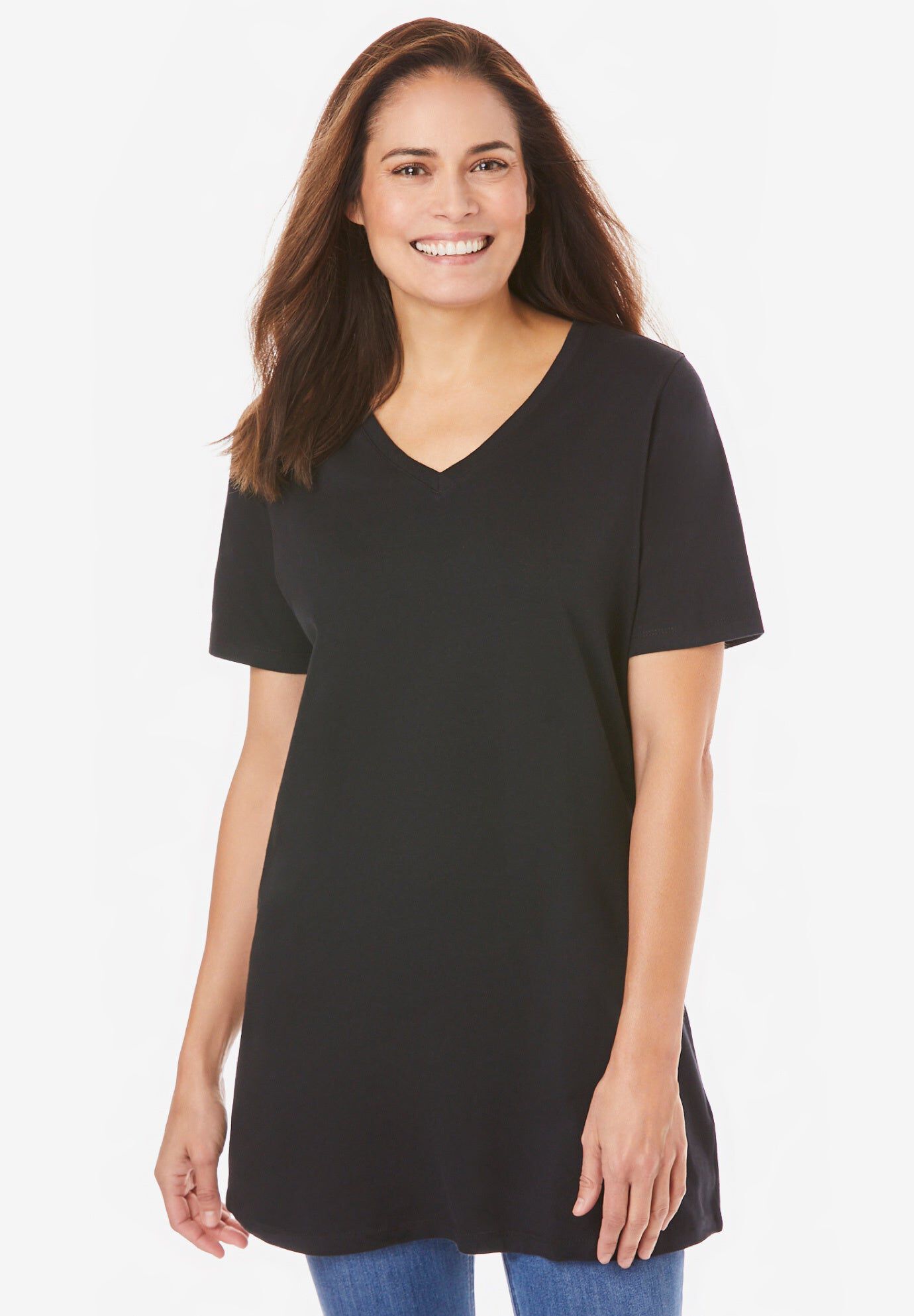 Tシャツ・カットソー PESERICO Women Tunic Tops E0829802366 905 Black YOURS Curve Plus Size Black Textured Tunic Shirt | Yours