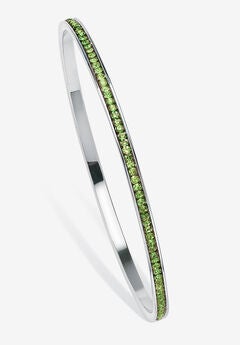 Silver Tone Eternity Bangle Bracelet Simulated Birthstones 7.5"
