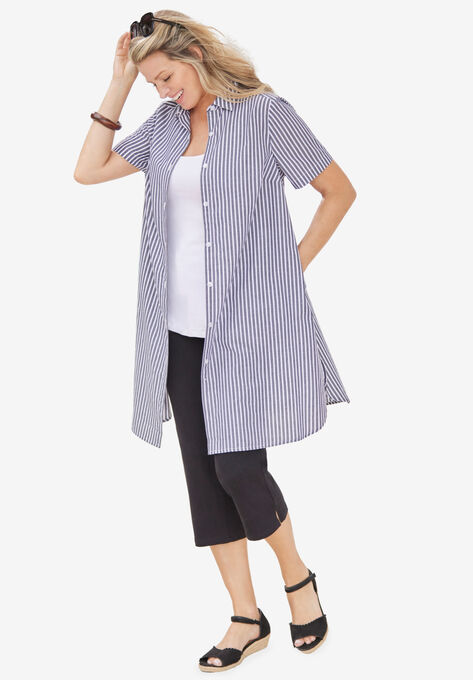 Longer-Length Button-Front Tunic, , alternate image number null