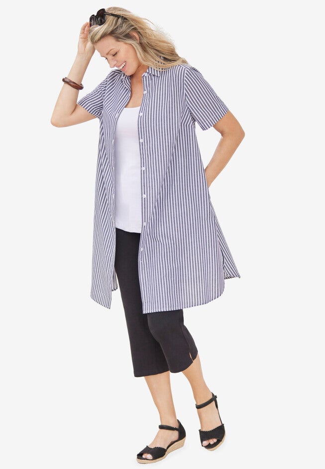 Longer-Length Button-Front Tunic, , alternate image number 2