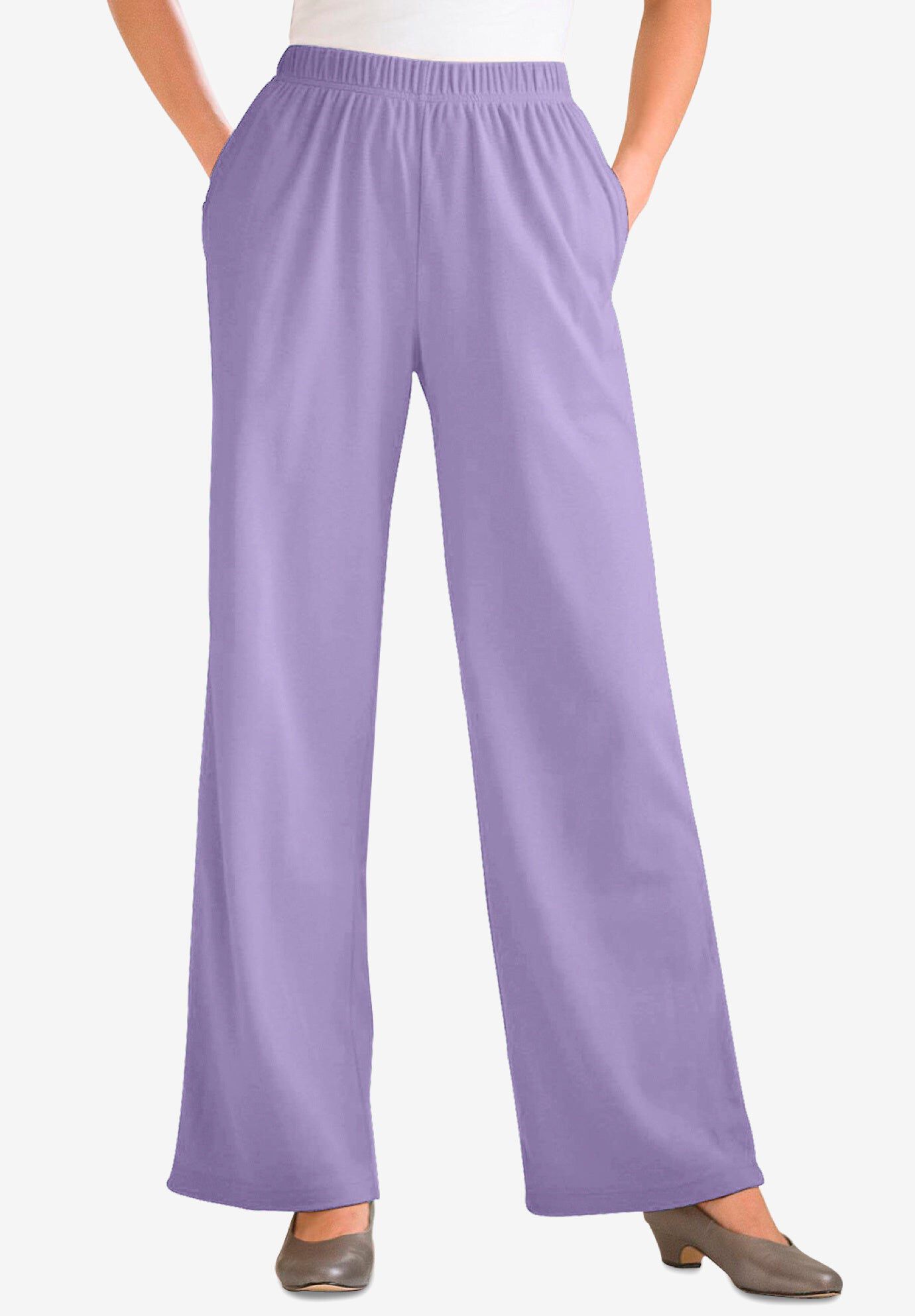 7-Day Wide-Leg Elastic-Waist Stretchy Knit Pant
