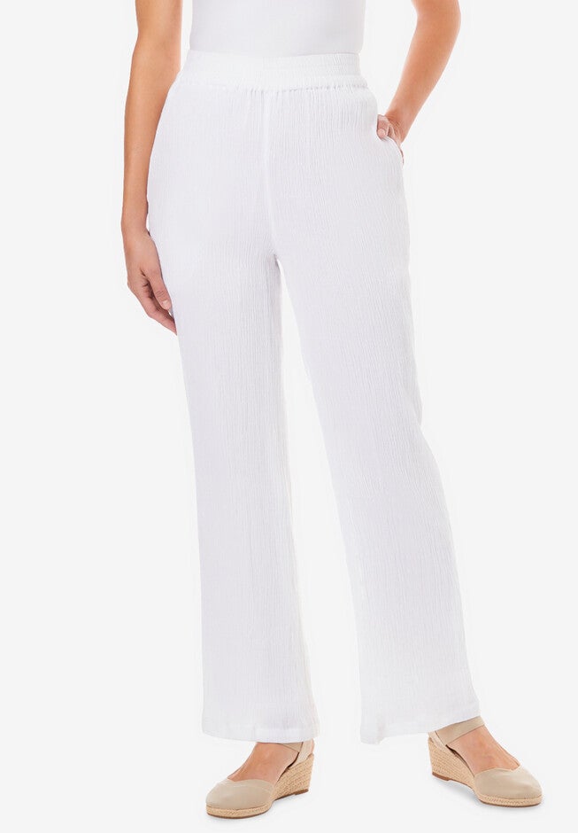 Wide-Leg Gauze Pant, WHITE, hi-res image number null