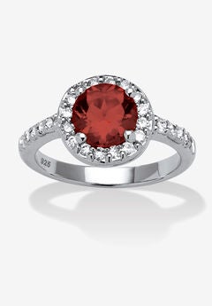Sterling Silver Simulated Birthstone and Cubic Zirconia Ring