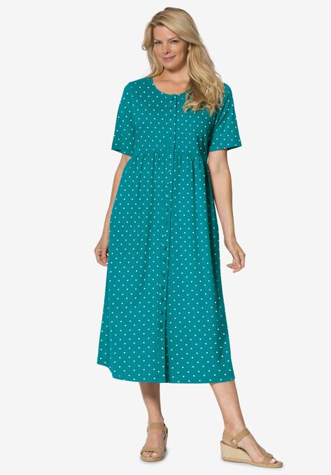 Button Front Essential Dress Plus Sizemidi Dresses Woman Within