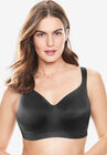 Solid Full-Coverage Smooth No-Wire Bra, BLACK, hi-res image number null