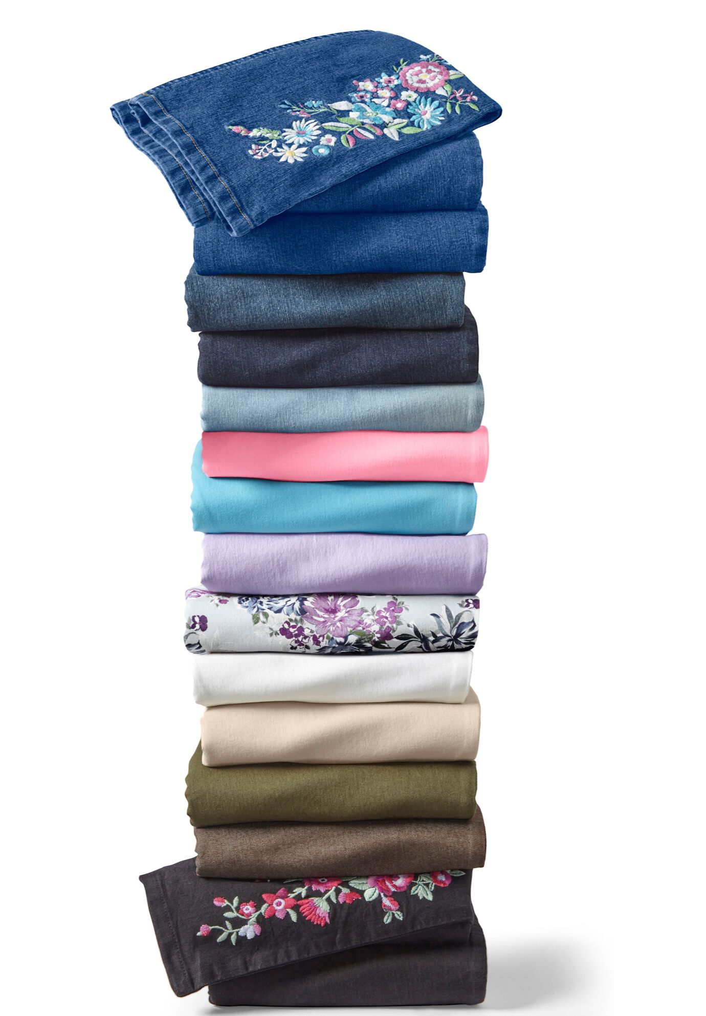 Stretch Denim Five-Pocket Capri Jeans, , alternate image number 4