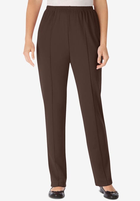 Elastic-Waist Soft Knit Pant, CHOCOLATE, hi-res image number null