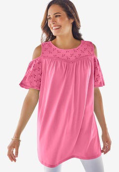 Eyelet Cold-Shoulder Tunic