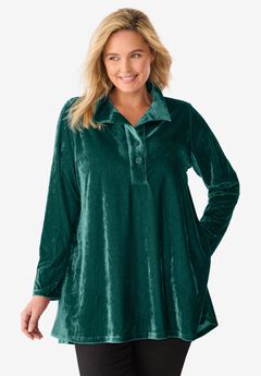 Velour Henley Swing Tunic
