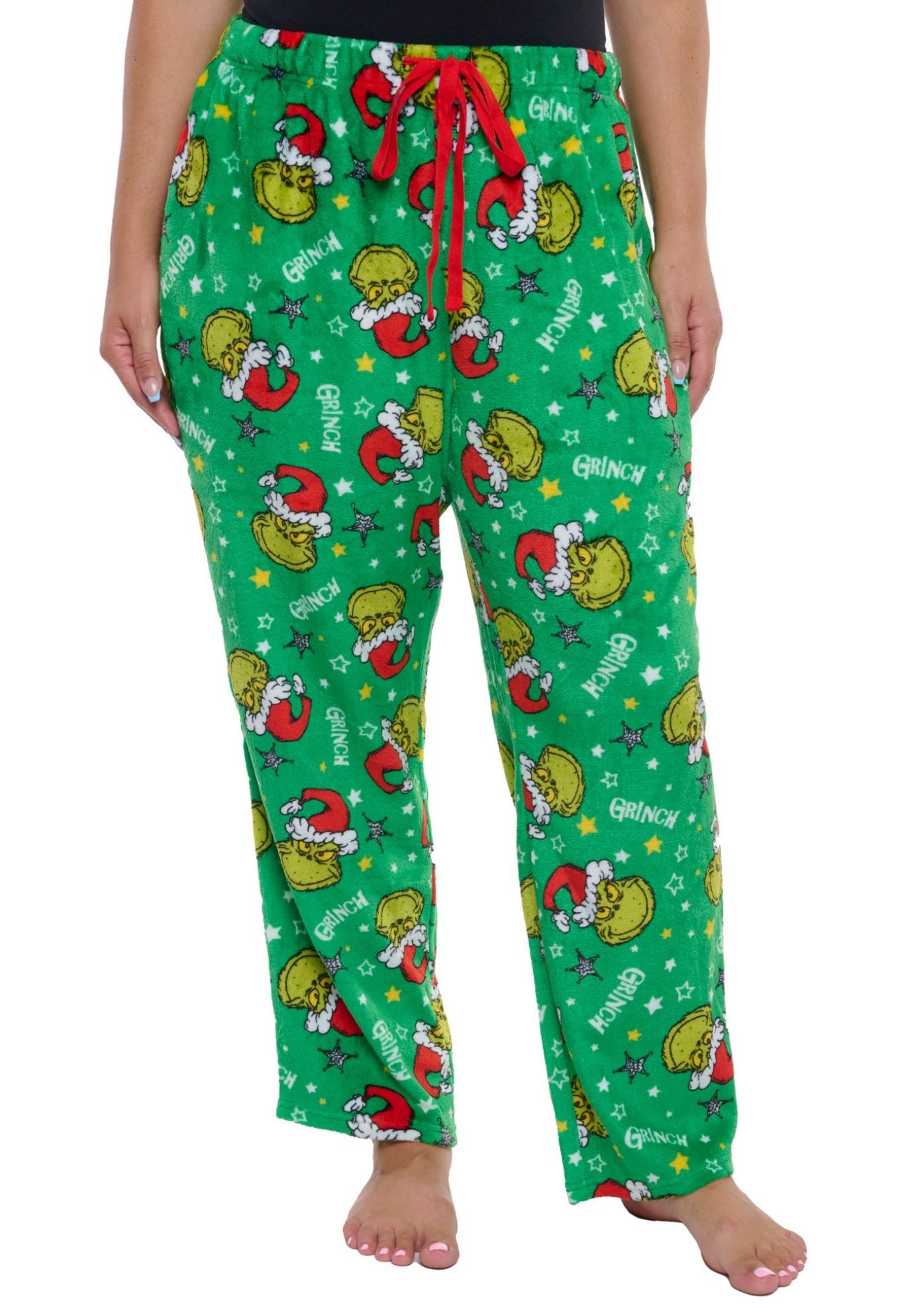 The Grinch Pajama Pants Sleepwear Green Plush Sleepwear Christmas Holiday Print, GREEN, alternate image number 2