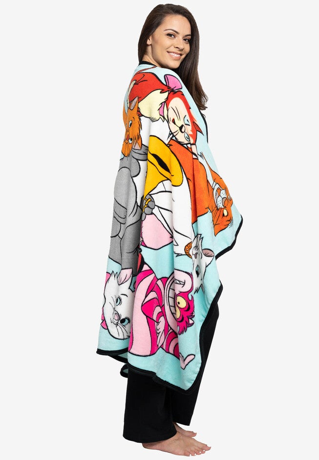 Disney Cats Throw Blanket 46 inches x 60 inches Plush Figaro Cheshire Cat Dinah Toulouse, , alternate image number 2