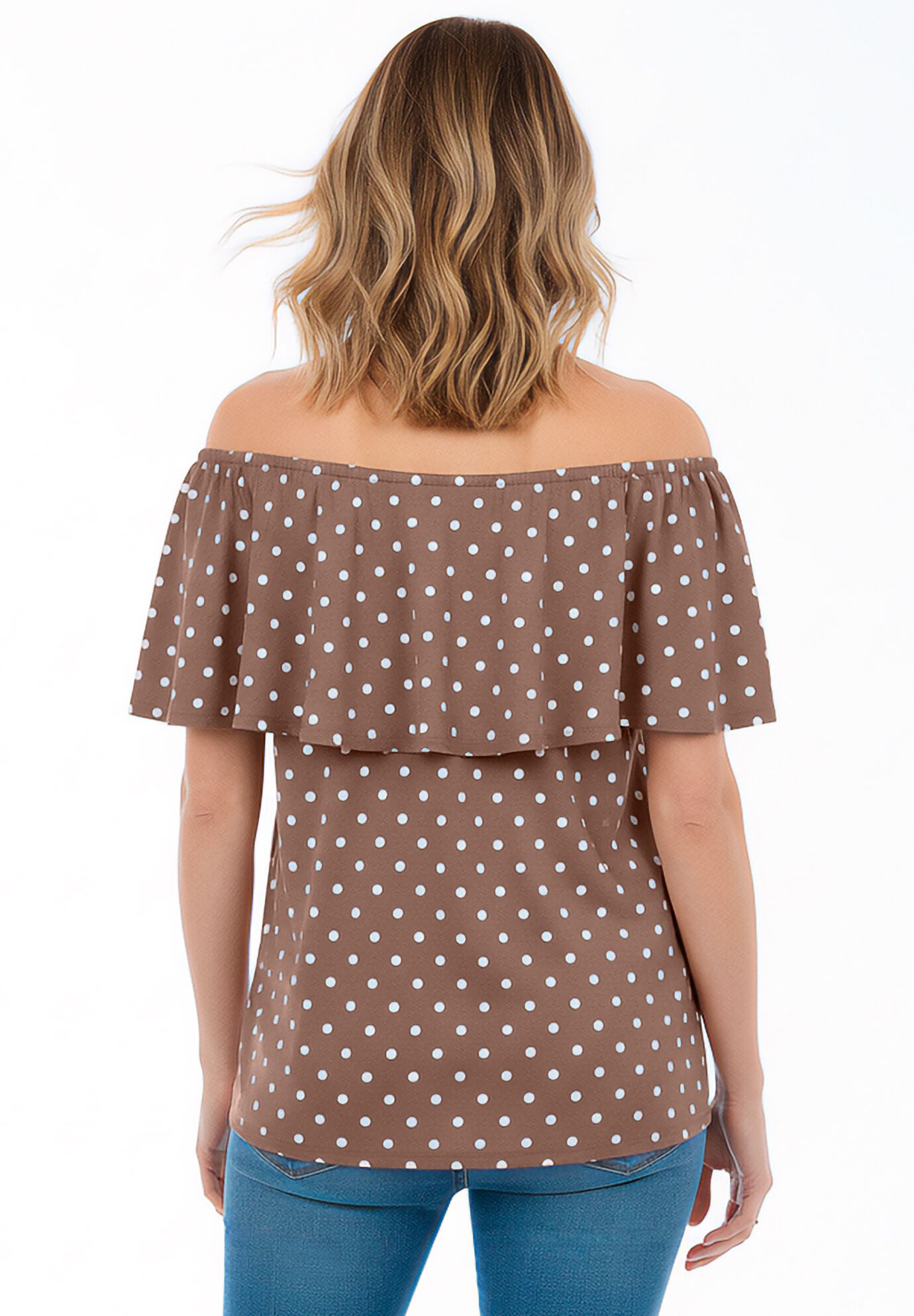 Ruffle Tee, MOCHA NUDE DOT, on-hover image number 1