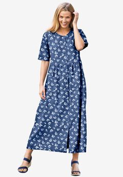 Plus Size Short Sleeve Midi Dresses