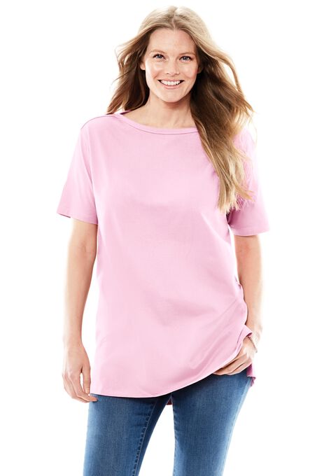 Perfect Short-Sleeve Boat-Neck Tunic, , alternate image number null