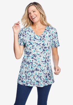 Perfect Printed Short-Sleeve V-Neck Tee