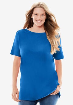 Perfect Short-Sleeve Boatneck Tunic