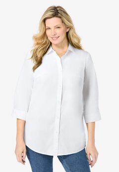 Plus Size White Cotton Shirts