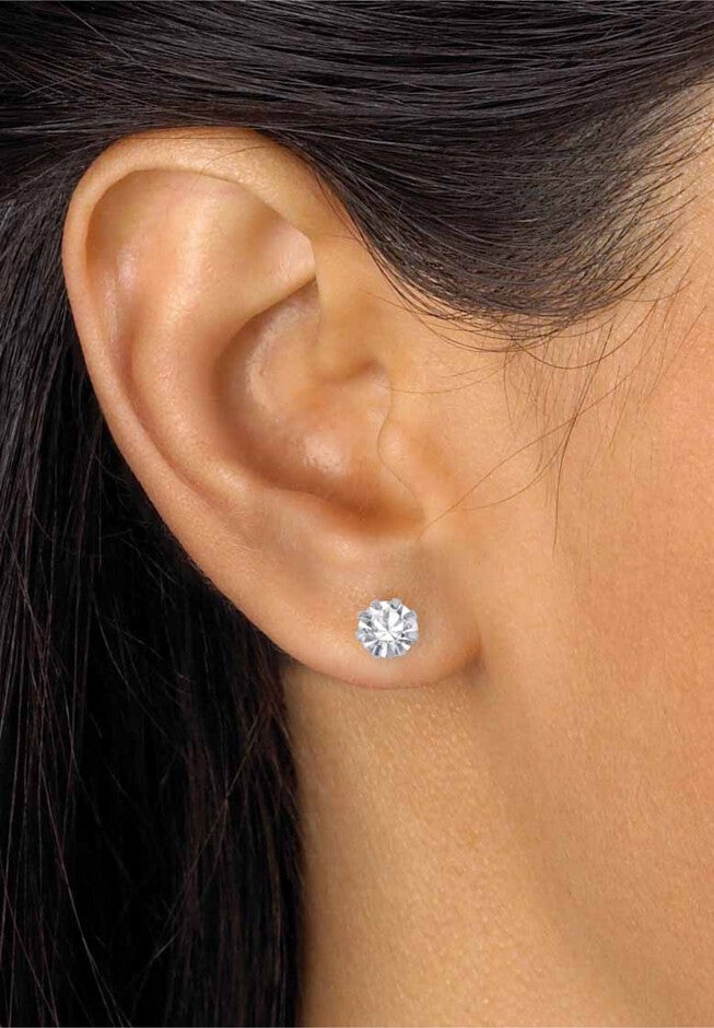 Silver Tone Crystal Stud 9-Piece Earring Set, , alternate image number null