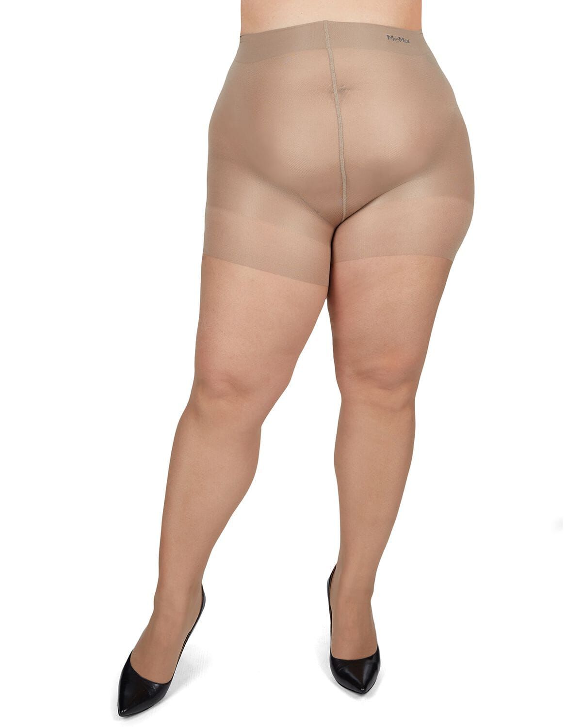 Plus Size Curvy Silky Sheer Control Top Pantyhose, CITY BEIGE, alternate image number 1
