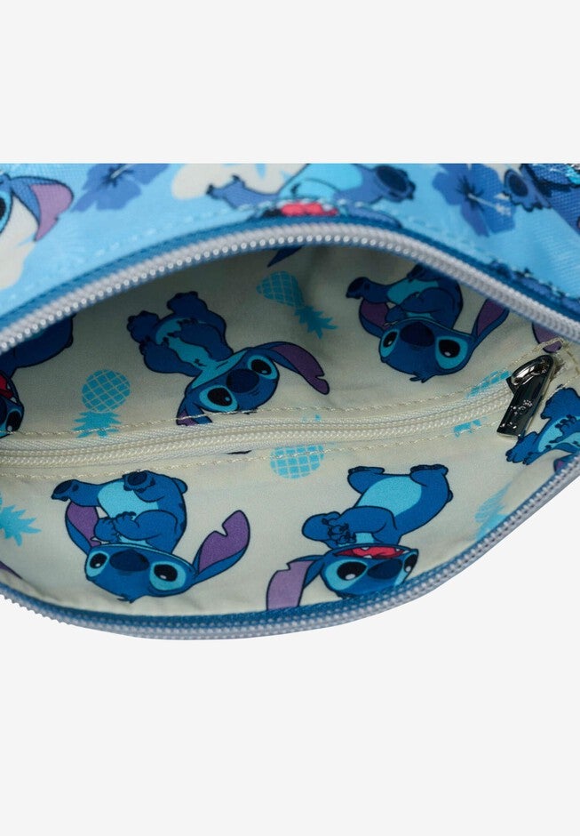 Loungefly x Disney Stitch Passport Crossbody Bag Blue All-Over Print, BLUE, alternate image number null