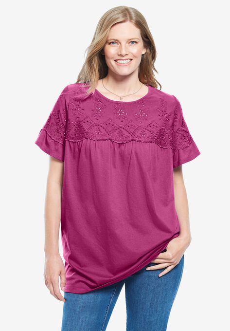 Flutter Sleeve Eyelet Tunic | Woman Within