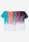 Short-Sleeve V-Neck Embroidered Dip Dye Tunic, , alternate image number null