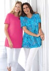 Perfect Printed Short-Sleeve V-Neck Tee, , alternate image number null