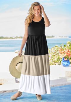 Colorblock Tiered Dress