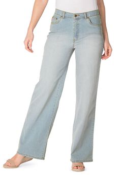 Stretch Denim Wide-Leg Five-Pocket Jeans
