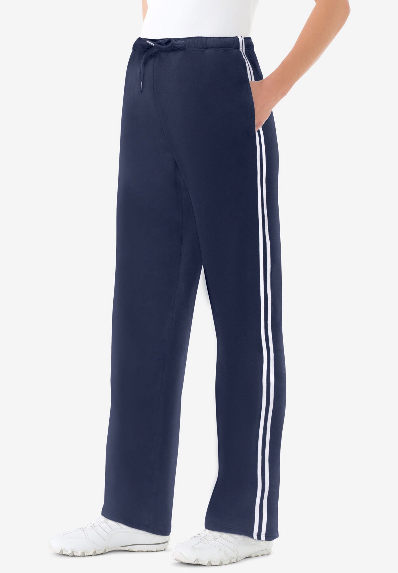 Blue sweatpants with white stripe new arrivals
