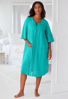Short French Terry Zip-Front Robe