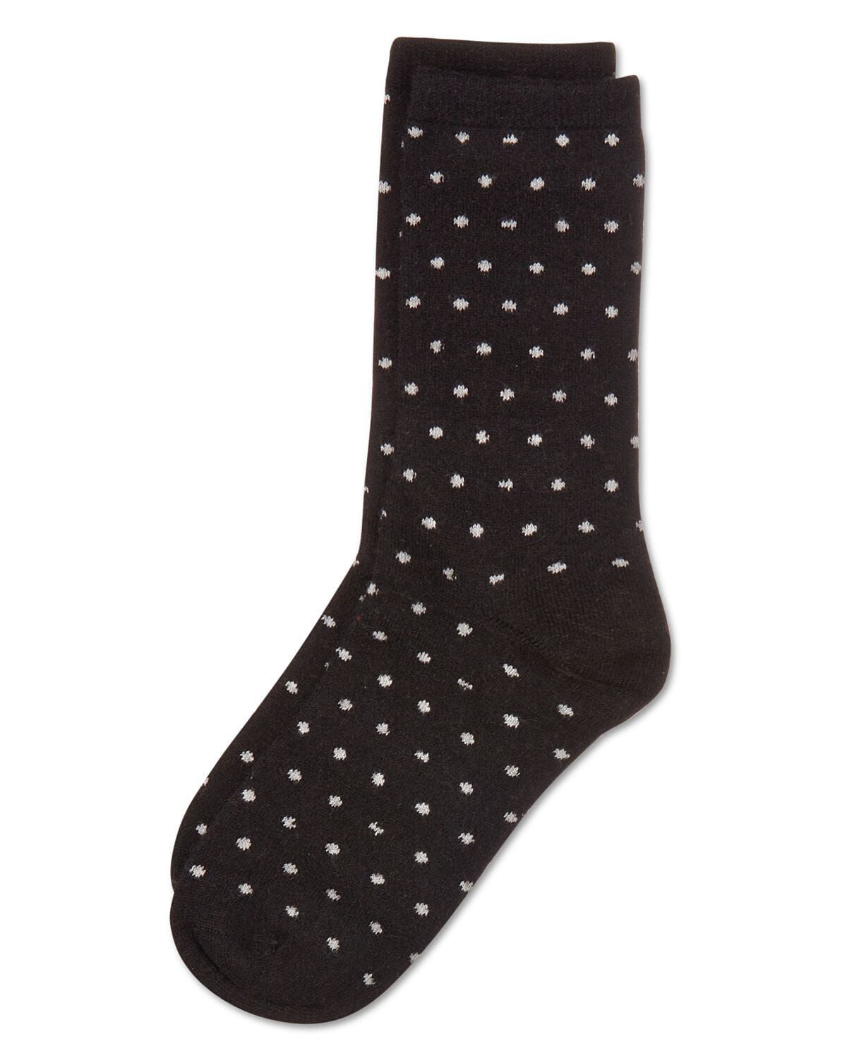 Women's Mini Dot Cashmere-Blend Crew Socks, BLACK, alternate image number 2