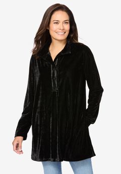 Velour Henley Swing Tunic