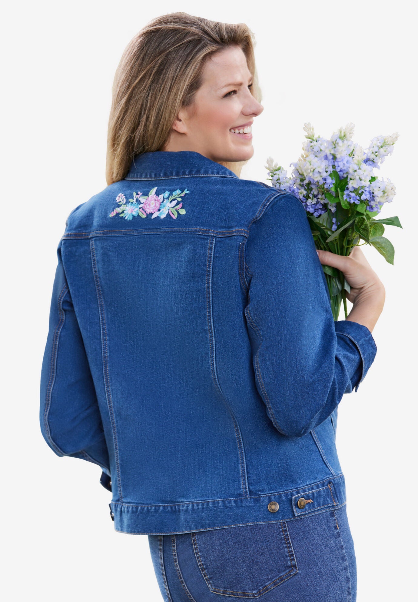 Woman Within Women s Plus Size Stretch Denim Jacket 22 W Deep Claret