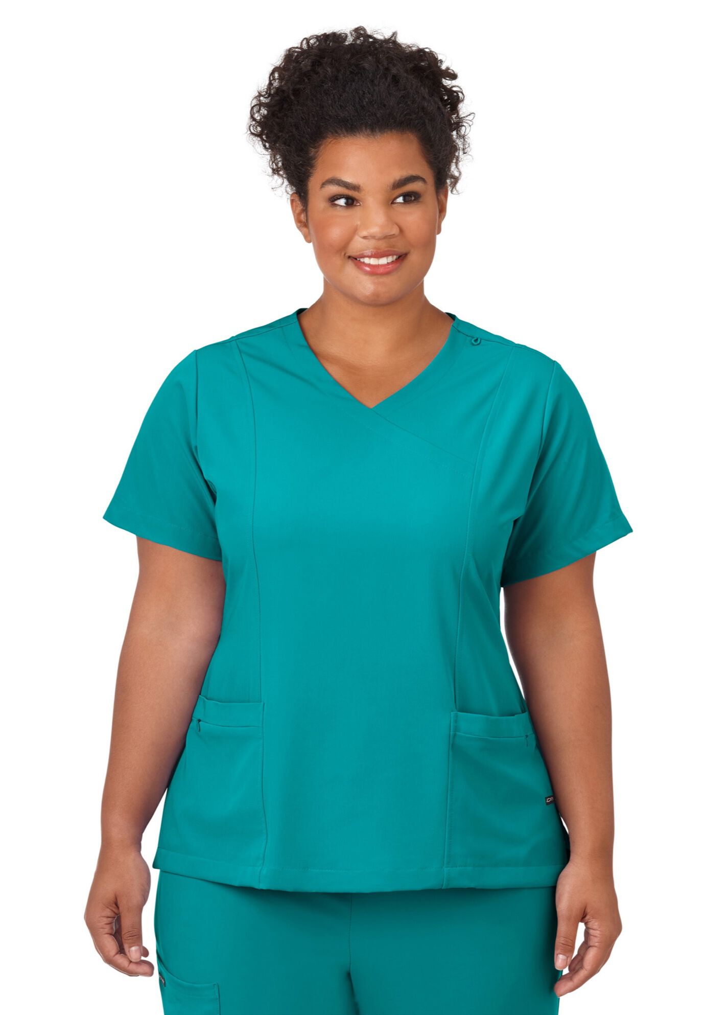 Jockey Scrubs Women&#39;s Mock Wrap Top, TEAL, hi-res image number 0