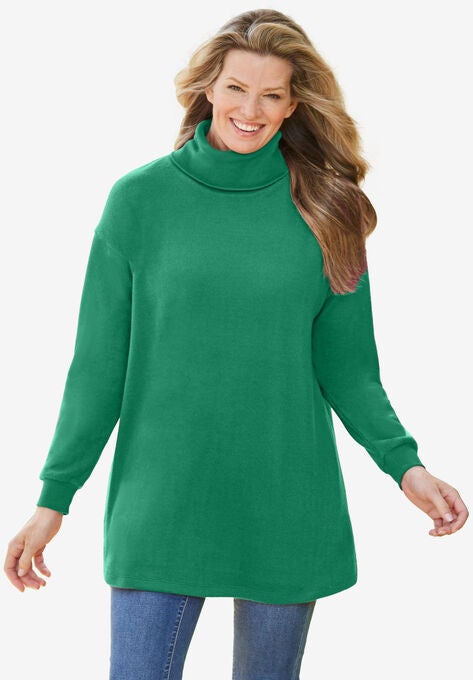 Sherpa Turtleneck Tunic, EMERALD, hi-res image number null