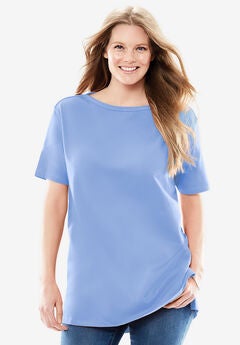 Perfect Short-Sleeve Boatneck Tunic