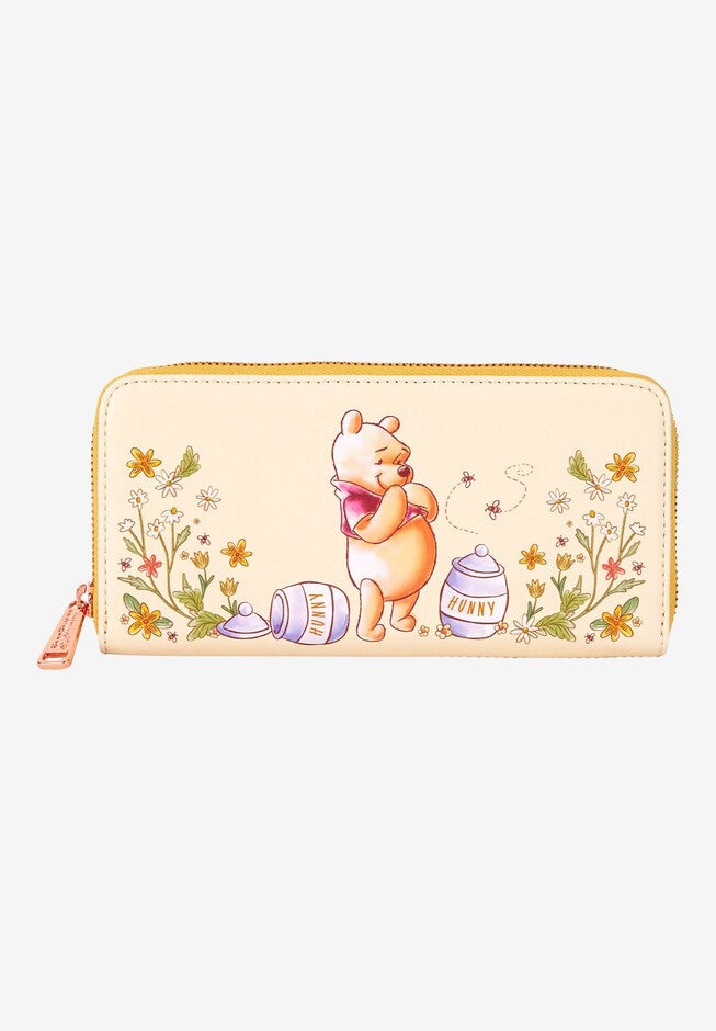 Loungefly x Disney Winnie The Pooh Honey Floral Zip Around Wallet, YELLOW, hi-res image number 0