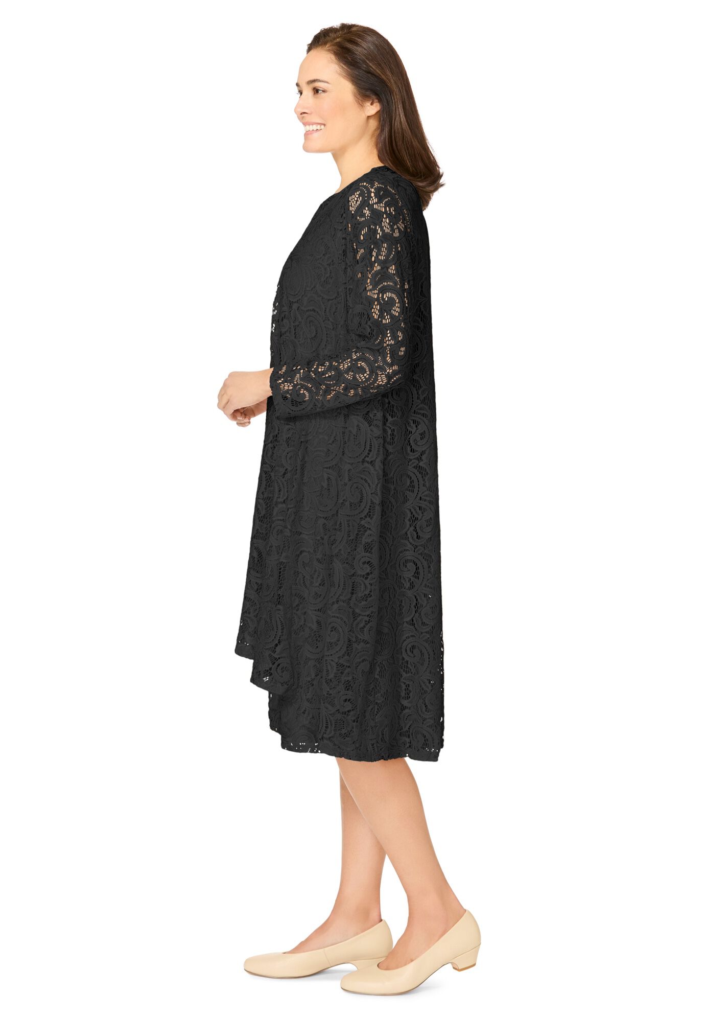 2 piece Lace Jacket Dress, BLACK, alternate image number 2