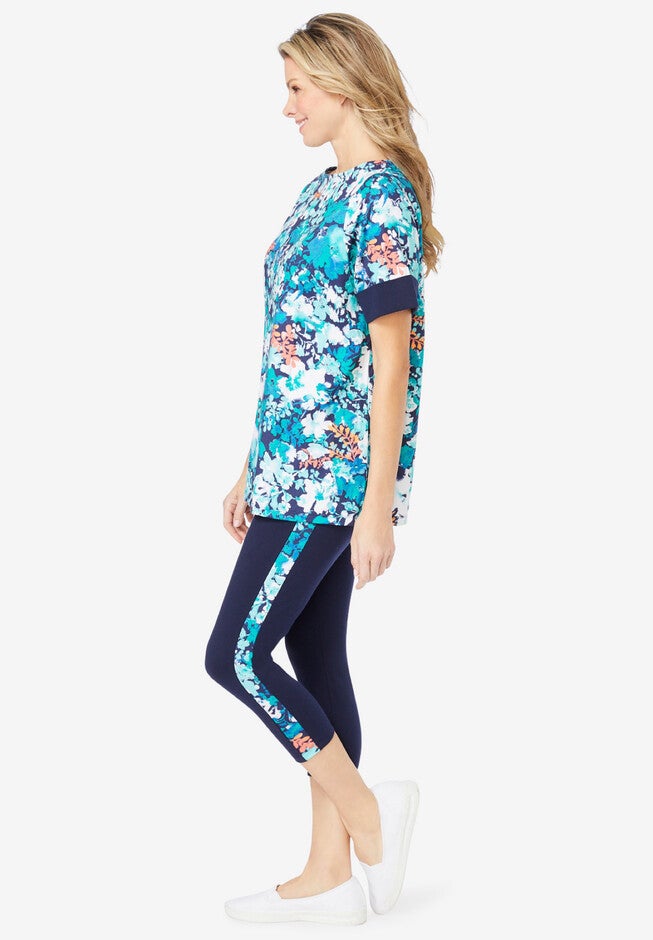Tunic and Side-Stripe Capri Legging Set, , alternate image number 2