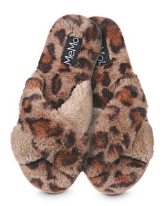 Cheetah Crossover Open Toe Plush Slippers
