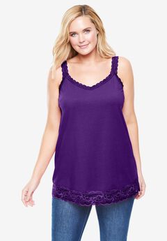 Lace-Trim V-Neck Tank