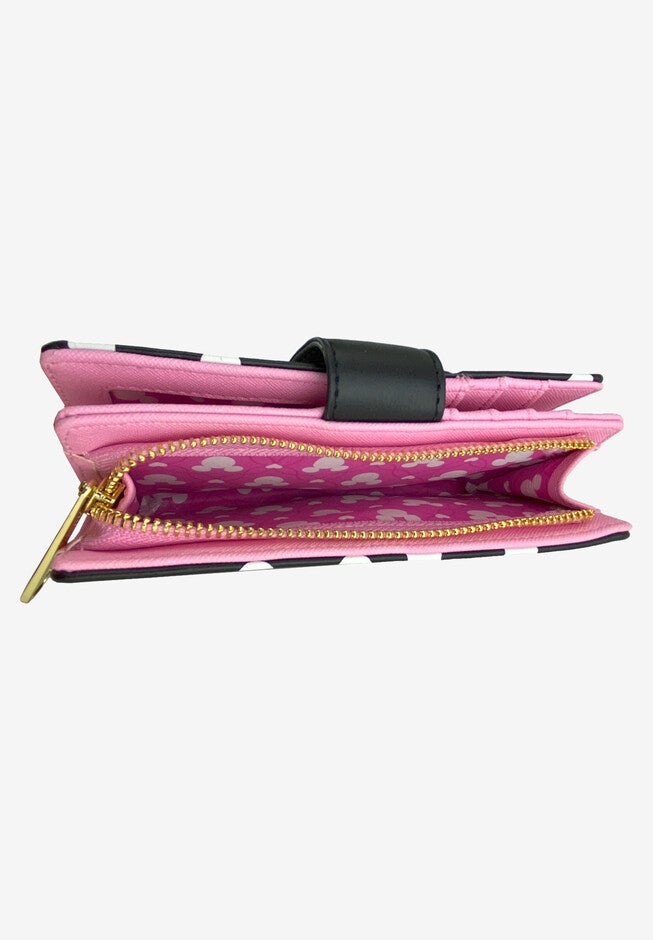 Loungefly X Disney Minnie Mouse Snap Flap Wallet Black Pink Polka Dots, , alternate image number 3