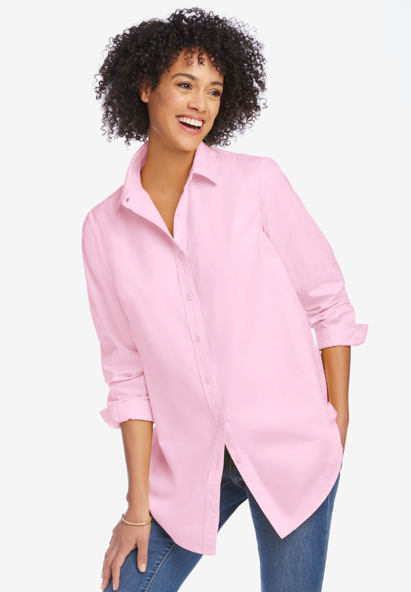 Light pink button clearance up shirt womens