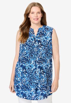 Sleeveless Tab-Front Tunic