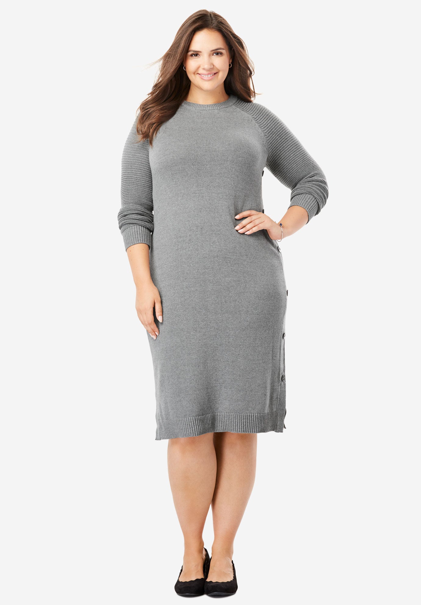 Sweater dress with buttons on the side Clearance