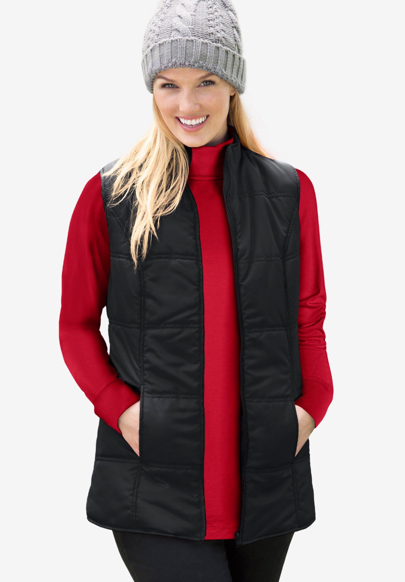 Quilted Vest for Plus Size 14/16-38/40, Black | Woman Within